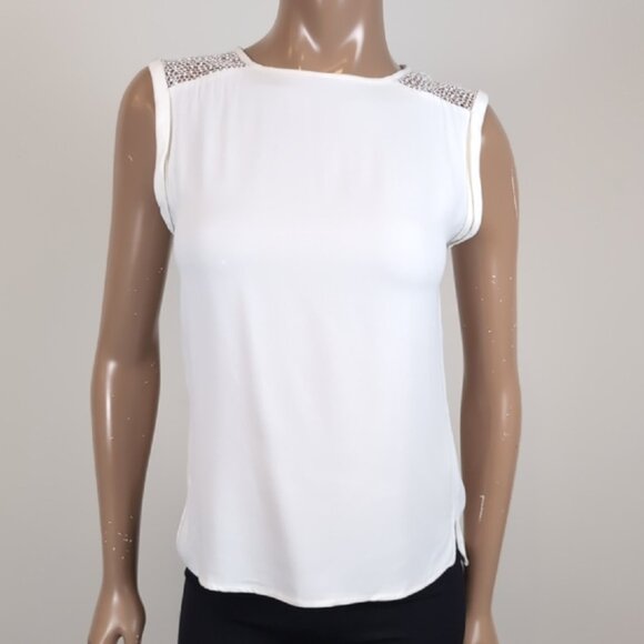 Zara Rolled Cap Sleeve Top Netted Mesh Shoulder Boxy Fit Summer Crew Neck - Picture 2 of 10